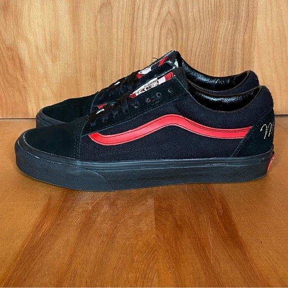 Womens 8.5 Vans Off The Wall Old Skool Mickey Mouse Club Black Red - Picture 3 of 8